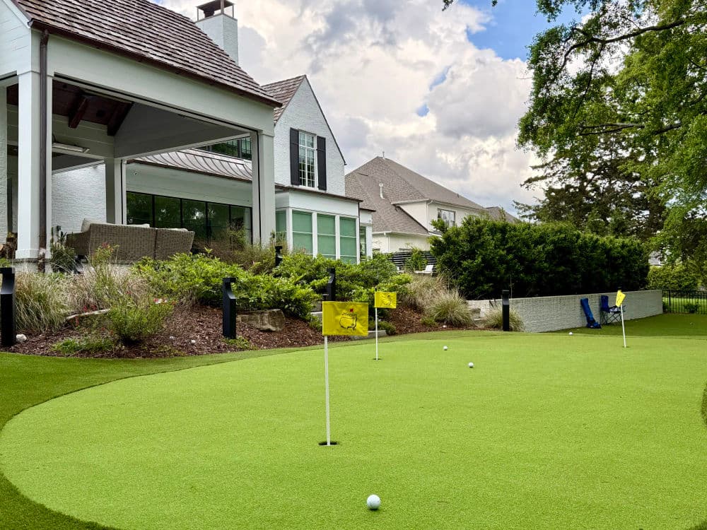 Backyard Putting Green Installation Overlooking a Golf Course in Charlotte